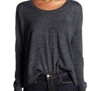 Madewell Charcoal Grey Merino Wool Blend Scoopneck Split Hem Sweater Wmn's Sz S